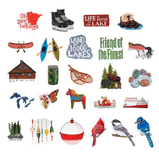 All 24 Little Rock stickers assembled into one image on a white background