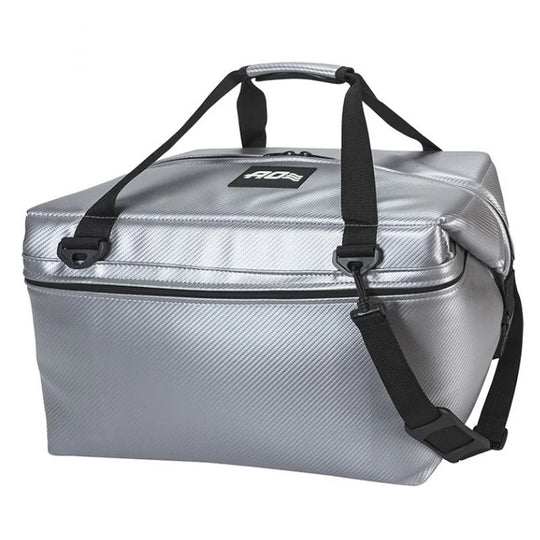 AO Ballistic Cooler - 48 Pack in silver with a white background