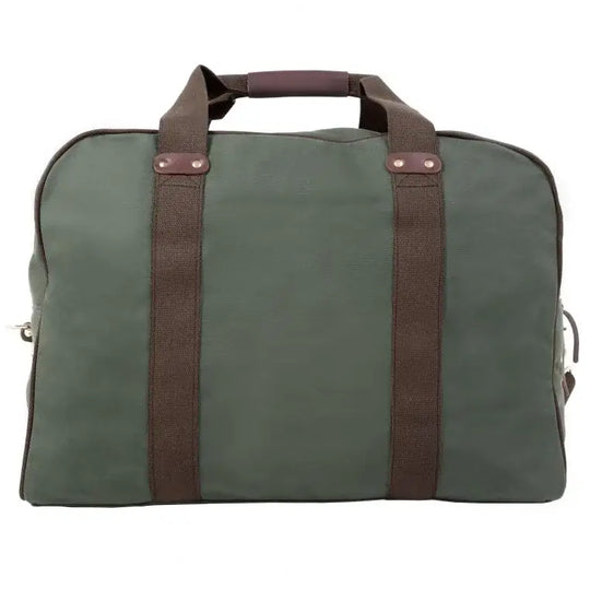 Medium Safari Duffel In Olive Drab Green As Seen From The Back On A White Background