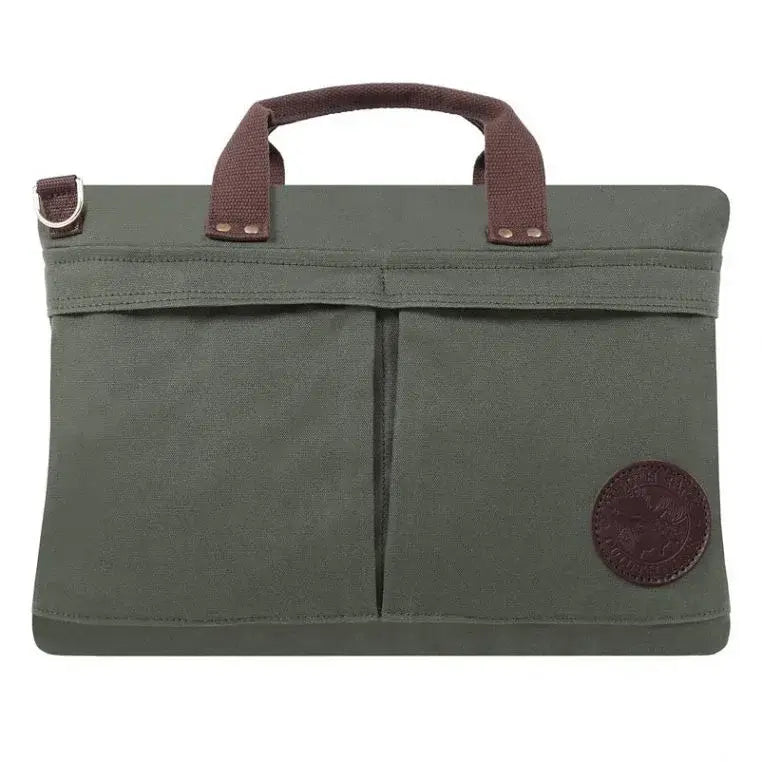 The City Briefcase In Olive Drab Green On A White Background