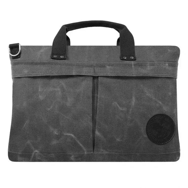 The City Briefcase In Waxed Grey On A White Background