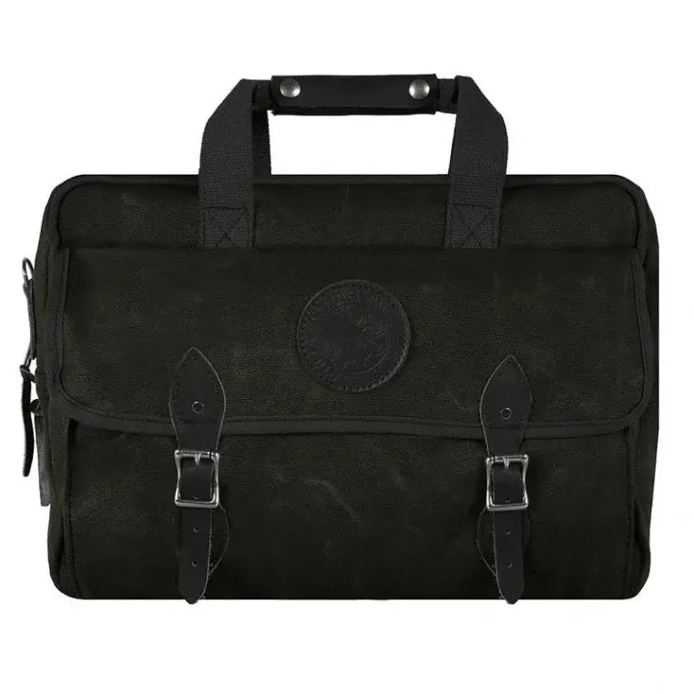 Classic Carry-On Bag In Waxed Olive Drab Green As Seen On A White Background