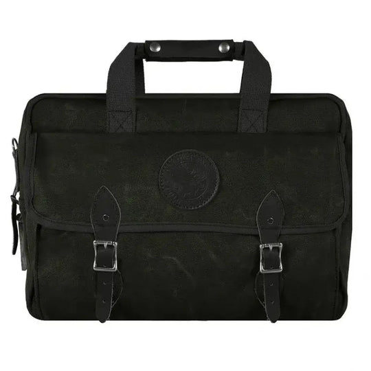 Classic Carry-On Bag In Waxed Olive Drab Green As Seen On A White Background
