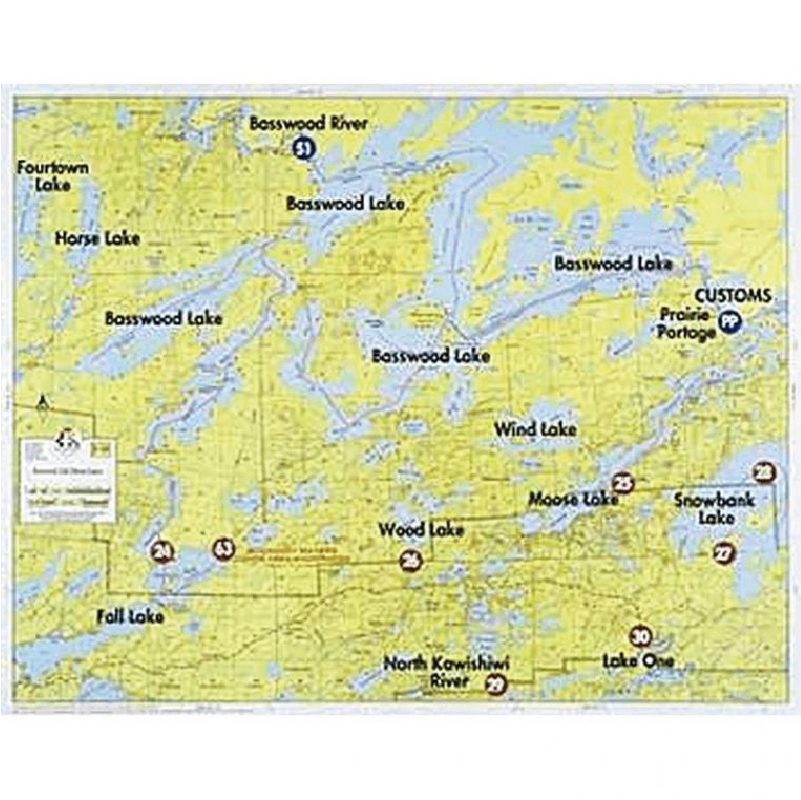  Basswood Lake, Fall Lake, Moose Lake map on white background