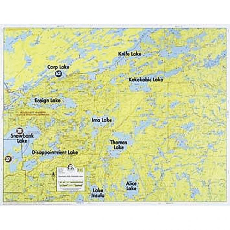 Snowbank Lake, Knife Lake, Kekekabic Lake map on a white background