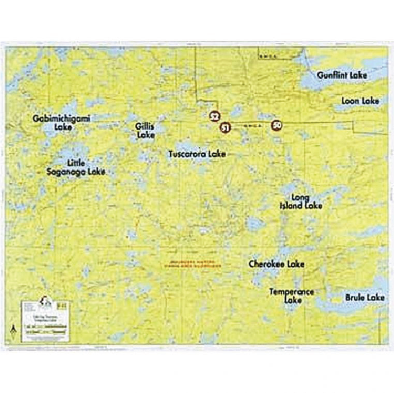 Little Saganaga Lake, Tuscarora Lake, Temperance Lake map on white background