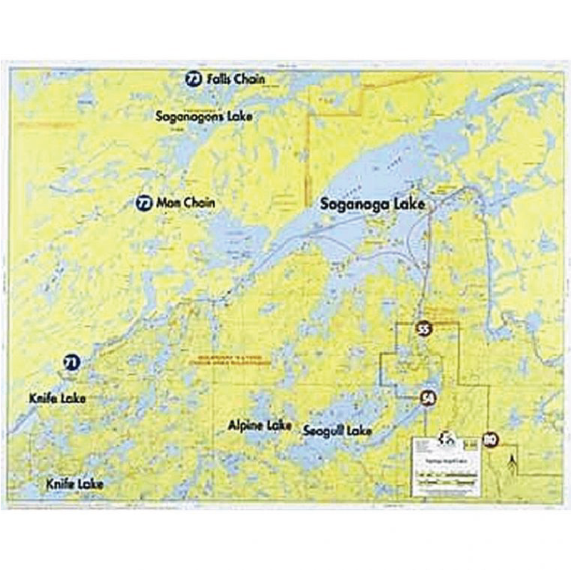 Saganaga Lake, Seagull Lake map on a white background