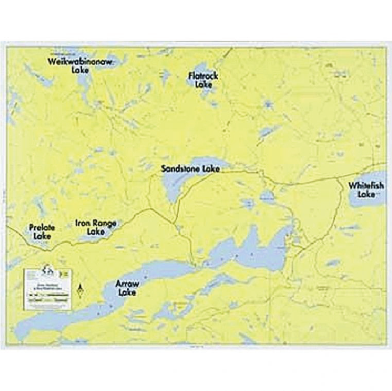 Arrowhead Lake, Sandstone Lake, West Lake map on white background