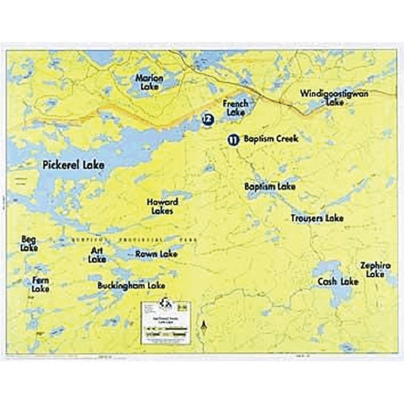 East Pickerel Lake, French Lake, Cash Lake map on white background