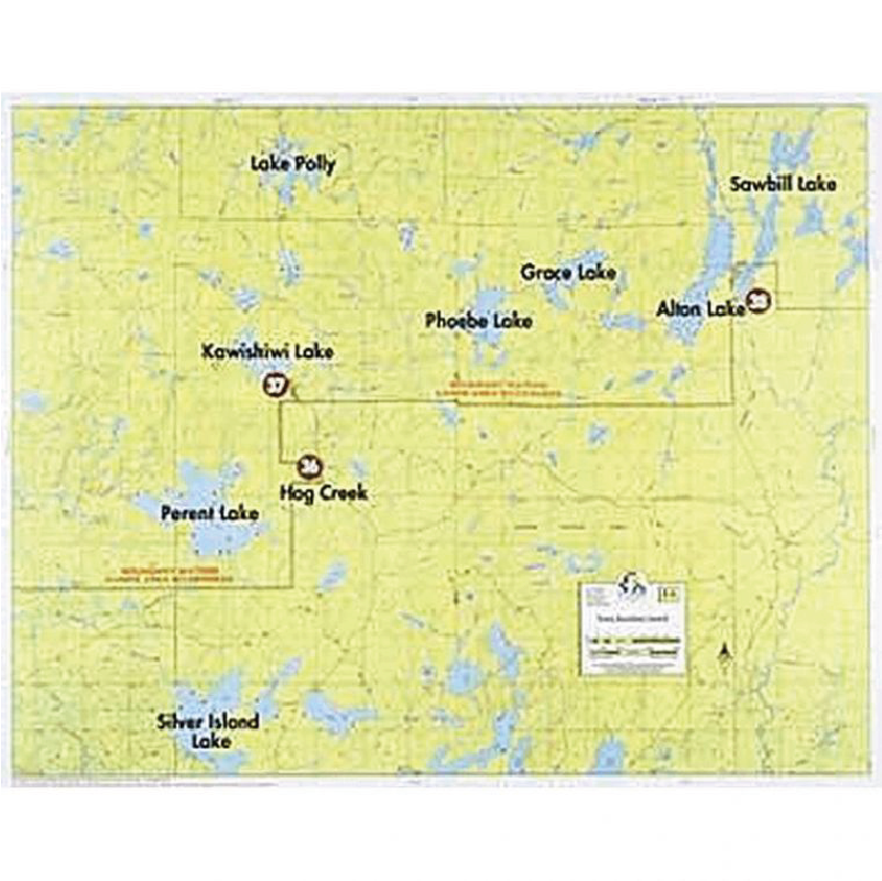 Perent Lake, Kawishiwi Lake, Sawbill Lake map on white background