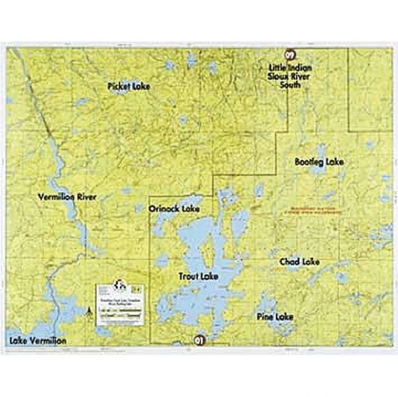 Lake Vermilion, Trout Lake, Vermilion River, Bootleg Lake map on white background