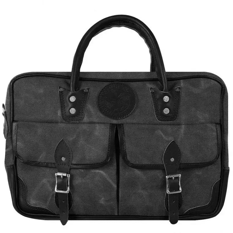 Freelance Briefcase In Waxed Grey On A White Background