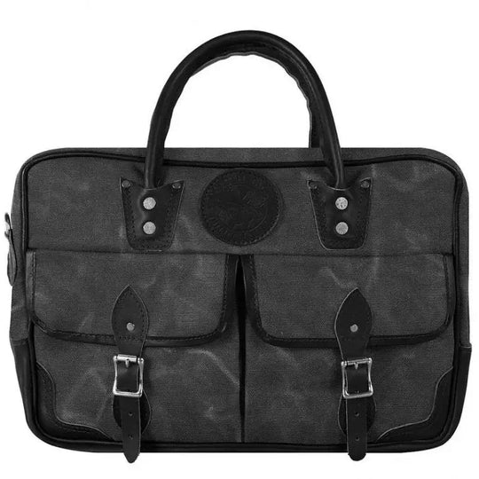 Freelance Briefcase In Waxed Grey On A White Background