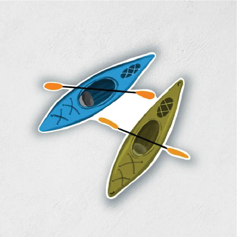 Sticker of a top down view of two kayaks