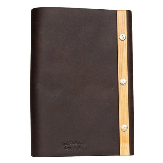 Leather Bolt Button Journal back with a white background