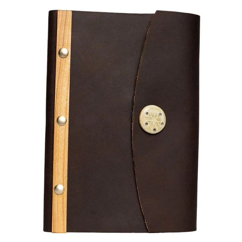 Leather Bolt Button Journal front with a white background