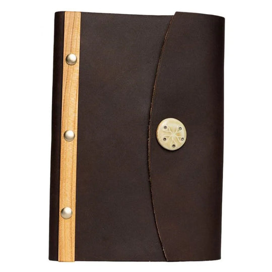 Leather Bolt Button Journal front with a white background