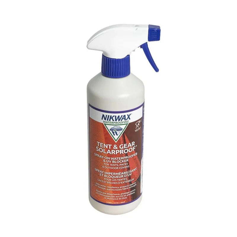 Nikwax Tent &amp; Gear SolarProof Spray for waterproofing tents on a white background