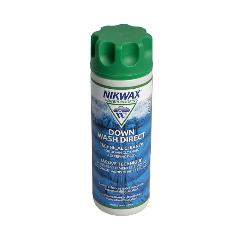 Nikwax Down Wash Direct for cleaning technical and down clothing and sleeping bags