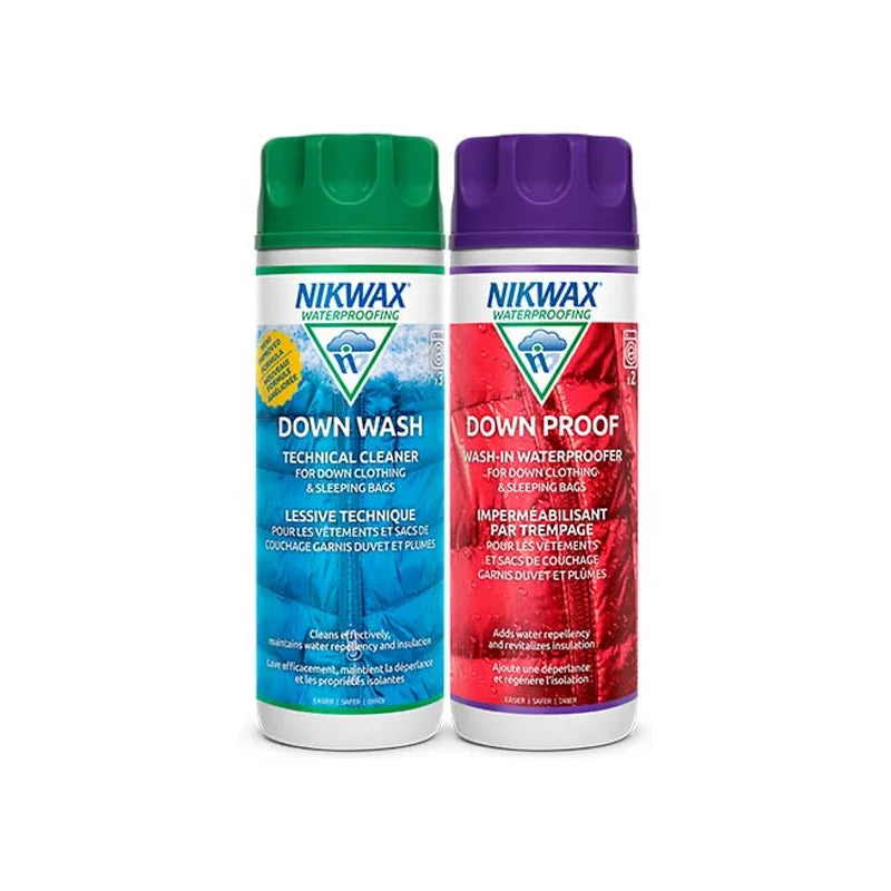 Nikwax Down DUO-Pack for down jackets with a white background