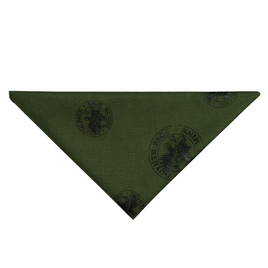 Folded olive drab bandana on white background