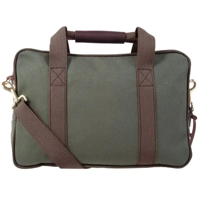 Safari Briefcase In Waxed Olive Drab Green On A White Background