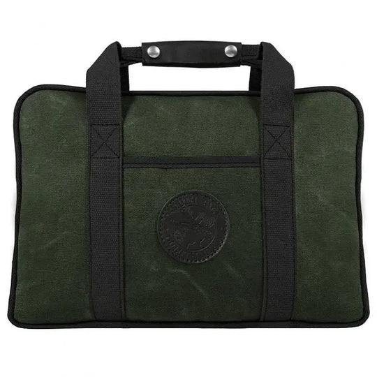 Safari Briefcase In Waxed Olive Drab Green On A White Background