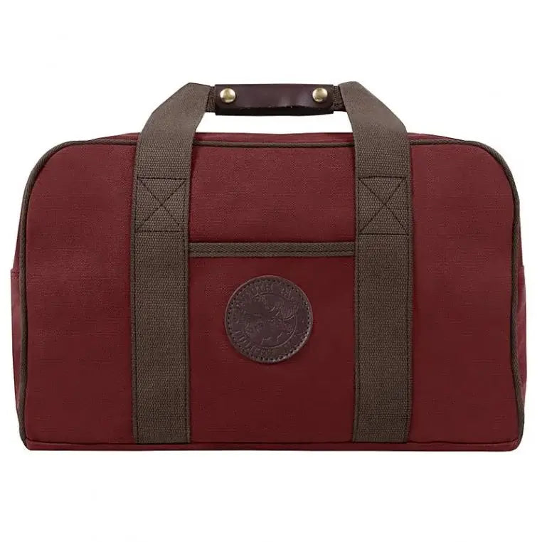 Small Safari Duffel In Burgundy Red On A White Background