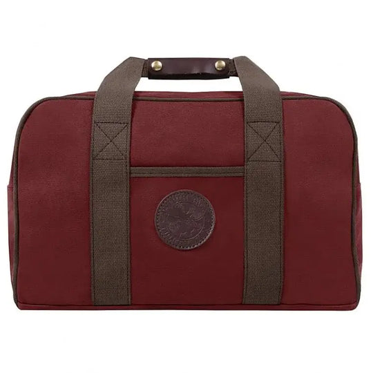 Small Safari Duffel In Burgundy Red On A White Background