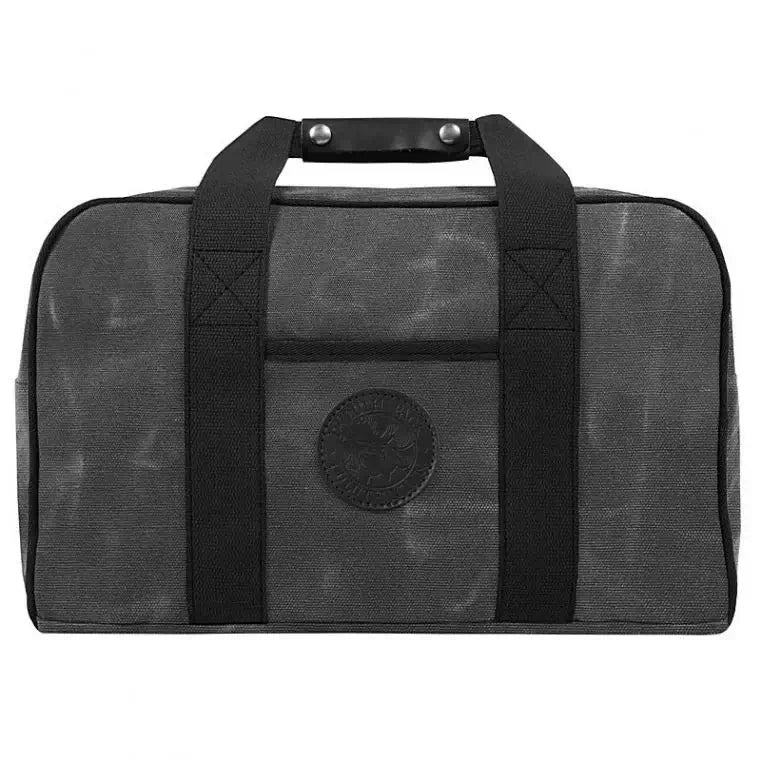 Small Safari Duffel In Waxed Grey On A White Background