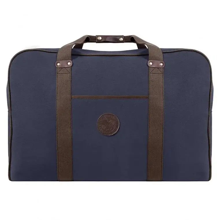 Large Safari Duffel In Navy Blue On A Plain White Background