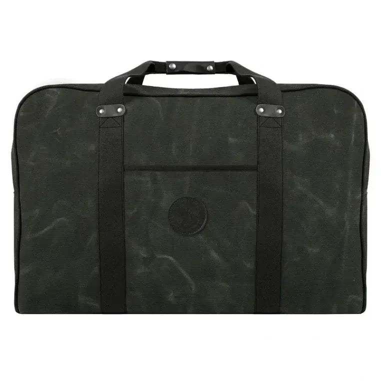 Large Safari Duffel In Waxed Olive Drab Green On A Plain White Background