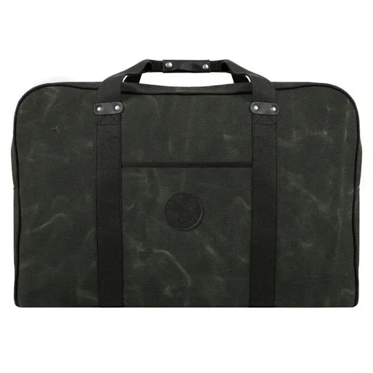 Large Safari Duffel In Waxed Olive Drab Green On A Plain White Background