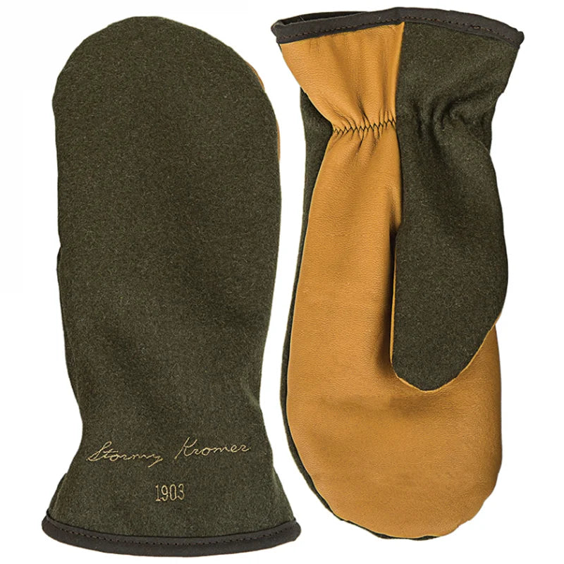 Stormy Kromer Tough Mitts in olive with a white background
