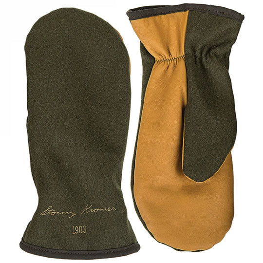 Stormy Kromer Tough Mitts in olive with a white background