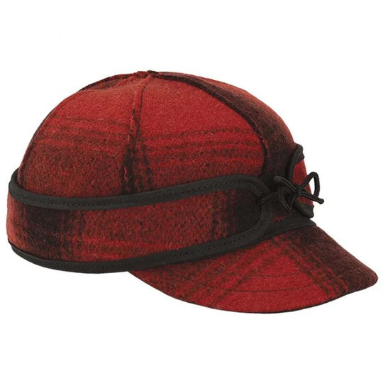 Lil Stormy Kromer Cap in red and black with a white background