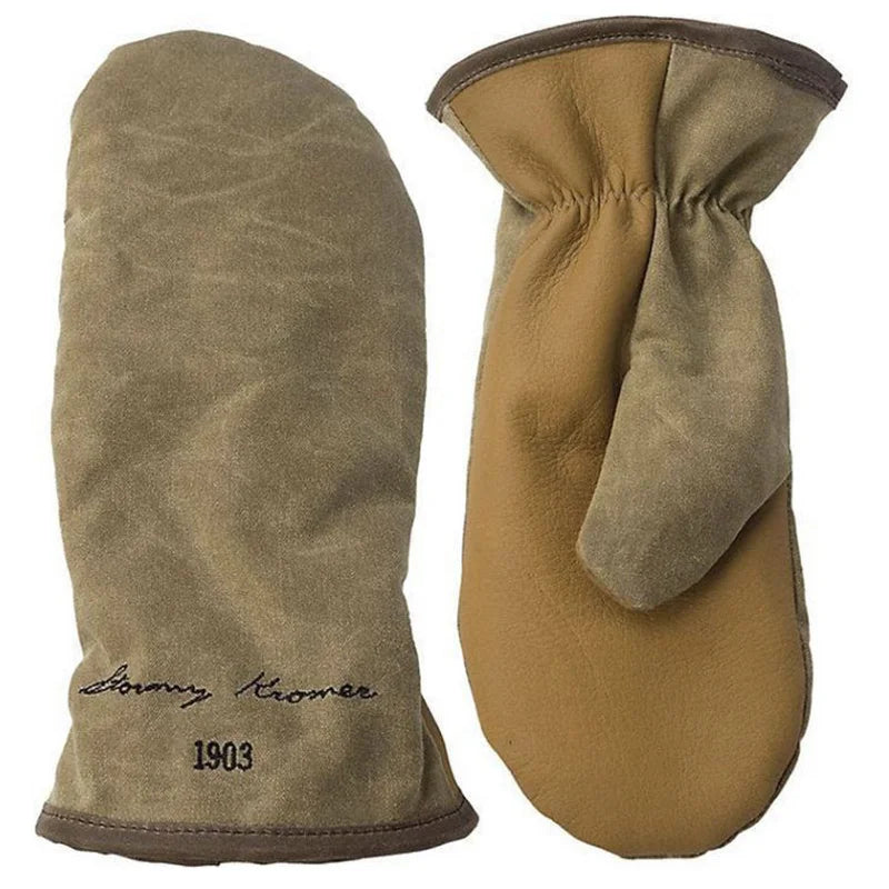 Stromy Kromer Tough Mitts in waxed sand with a white background