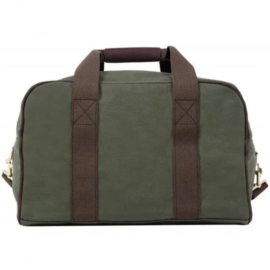 Small Safari Duffel In Olive Drab Green As Seen From The Back On A White Background