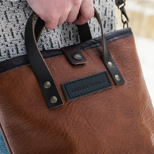 Bison Leather Honeyberry Tote logo close up